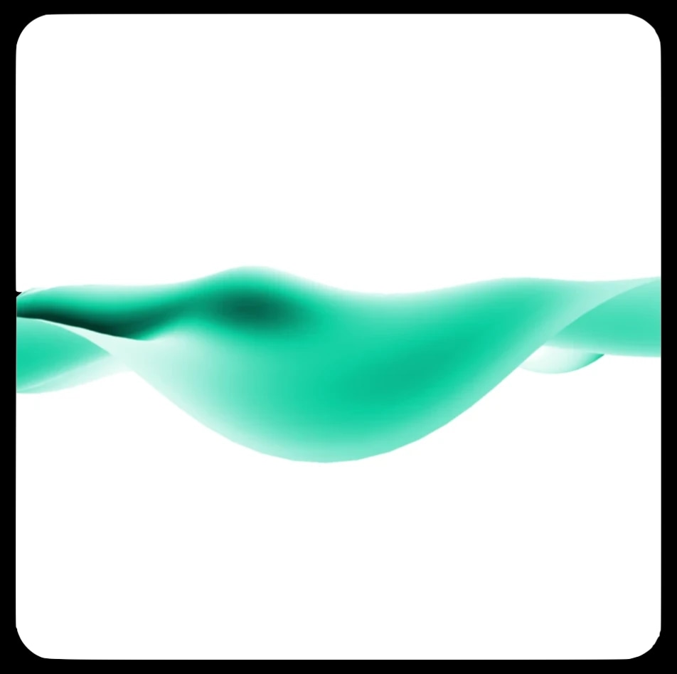 Abstract green wave-like shape on a white background.