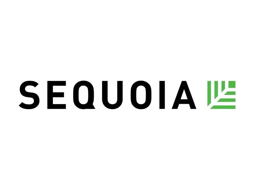 Sequoia logo with black text and a green geometric leaf symbol.
