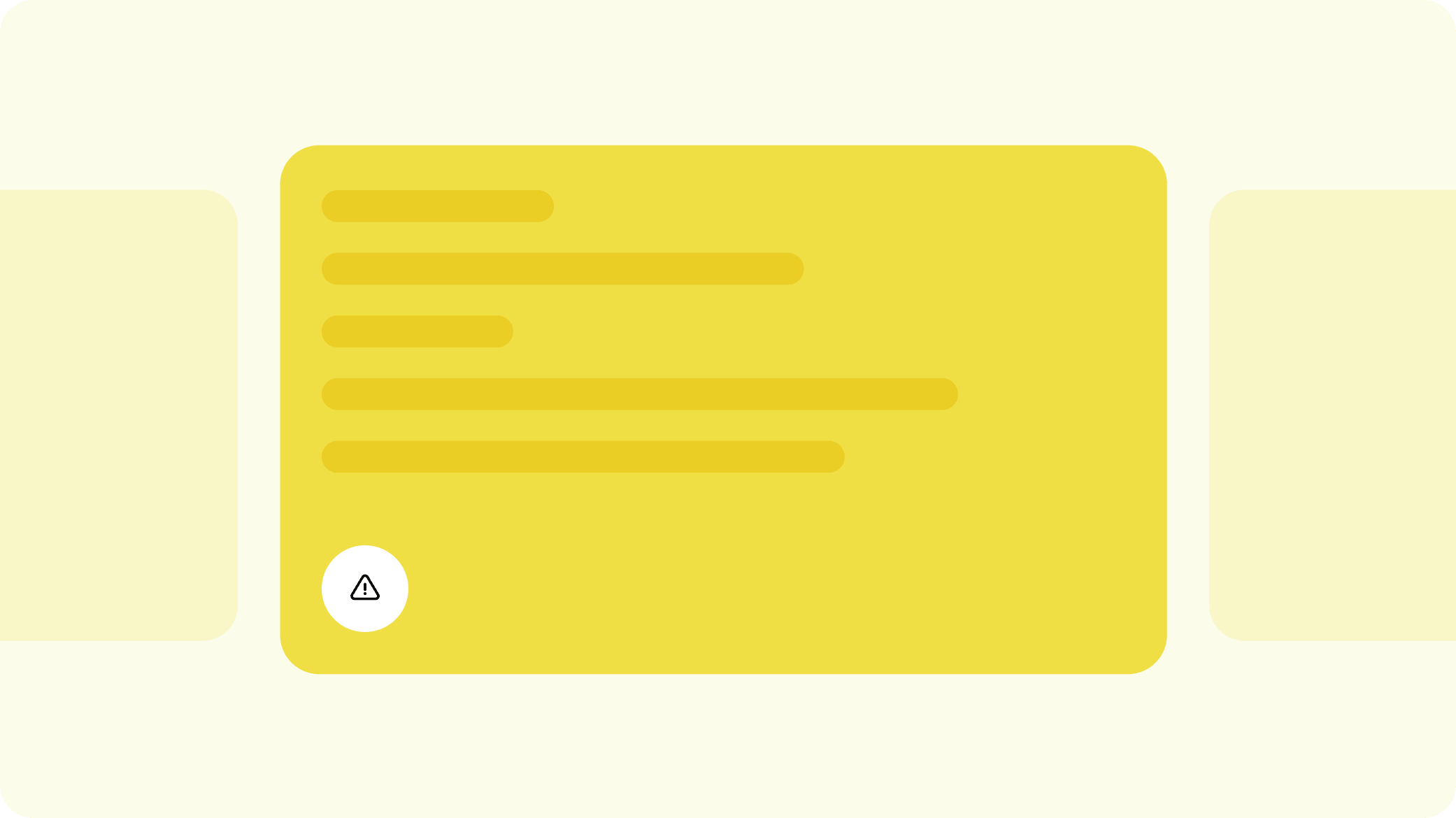Blurred yellow text box with a warning icon at the bottom left corner.
